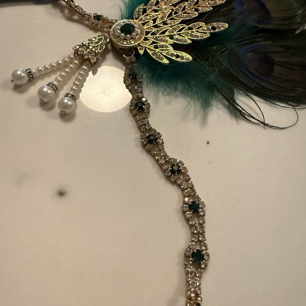 BABEYOND 1920s Flapper Feather Headband Roaring 20s Showgirl Gatsby Headpiece - Picture 5 of 6